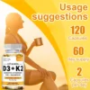 Vitamin D3 5000IU and 120 Mcg Vitamin K2 Capsules for Calcium Absorption, Bone Regeneration, Immune Support, Easy To Melt 6