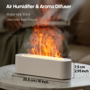 KINSCOTER Essential Oil Aroma Diffuser Flame Air Humidifier Ultrasonic Cool Mist Difusor with RGB Realistic Fire Night Light 2