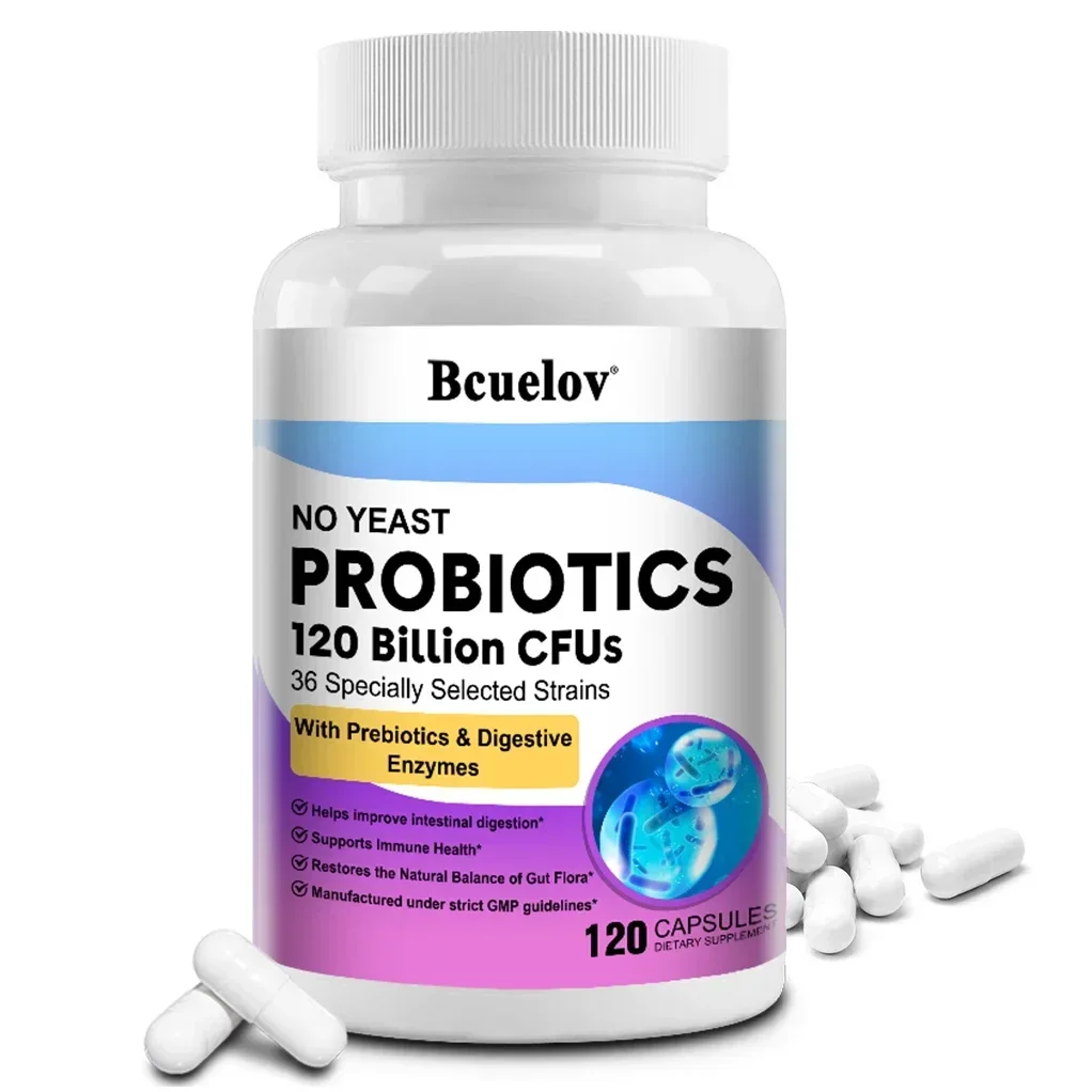Bcuelov Probiotics 120 Billion CFU Capsules for Gut Health