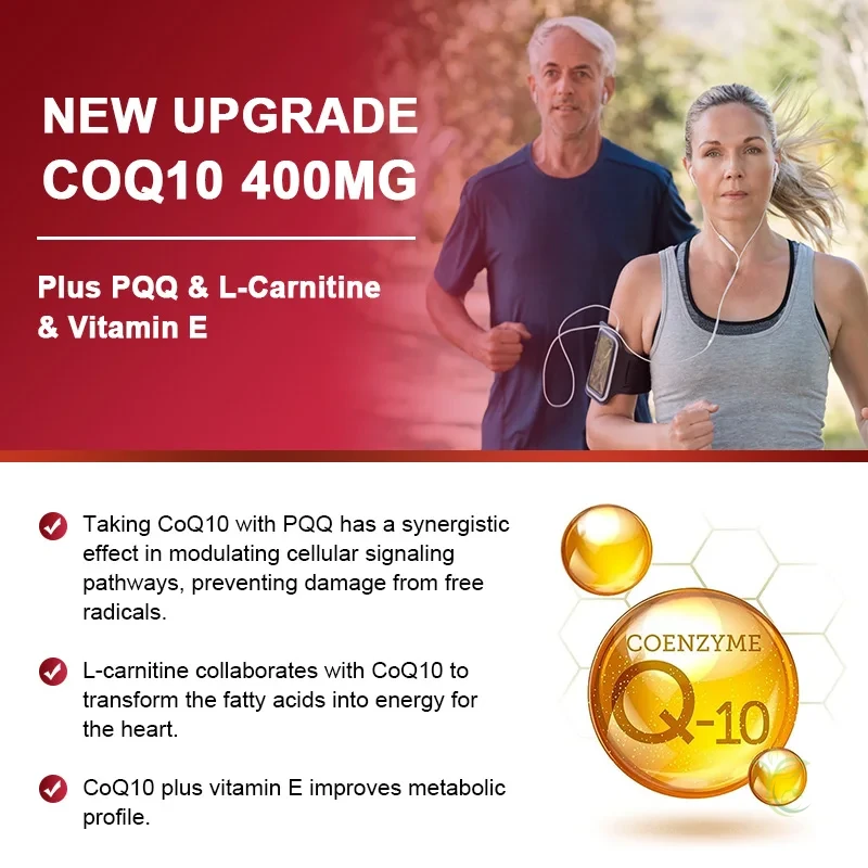 120pcs Organic Q10 Coenzyme 400mg Capsules Cardiovascular and Heart Health Energy Vitamins Beauty and Health 5